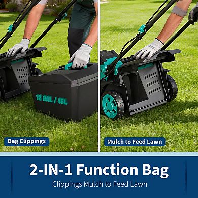 40V Cordless Lawn Mower, 17-Inch Battery Powered Push Lawn Mower with 6-Position Height Adjustment
