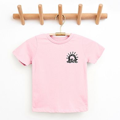 Sun and Waves Sketch - Youth Short Sleeve Graphic T-Shirt