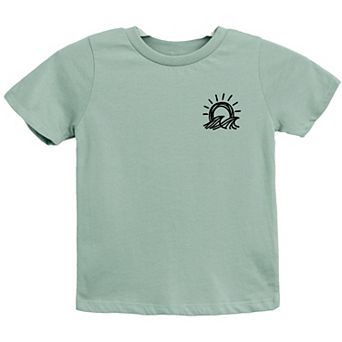 Sun and Waves Sketch - Youth Short Sleeve Graphic T-Shirt