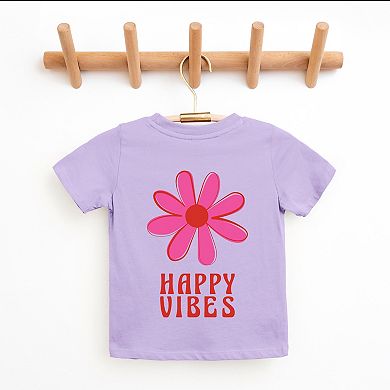 Happy Vibes Flower - Youth Short Sleeve Graphic T-Shirt