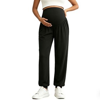 Women's Over Belly Maternity Jogger Pants, High Waist Casual Loungewear for Pregnancy