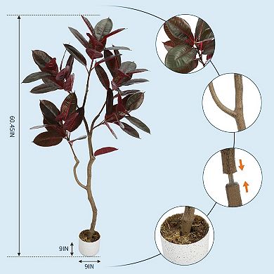 Artificial Fiddle Leaf Fig Tree with Pot,Evergreen Tall Fake Plants,Decor Large Faux Indoor Plant