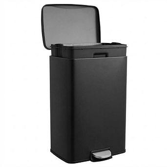 Stainless Steel Kitchen Trash Can with Lids,13 Gal/50 L Large Garbage Can with Step-on,Inner Bucket