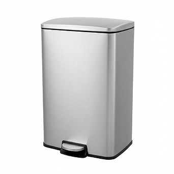 Stainless Steel Kitchen Trash Can with Lids,13 Gal/50 L Large Garbage Can with Step-on,Inner Bucket