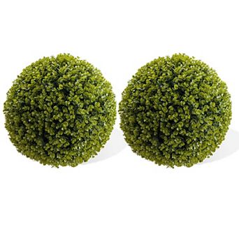 2 pc Artificial Plant Topiary Ball,21.3'' Faux Greenery Balls,Evergreen Spring Artificial Plants