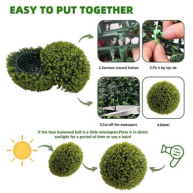 2 Pcs Artificial Plant Topiary Ball,21.3'' Faux Greenery Balls,Evergreen Spring Artificial Plants