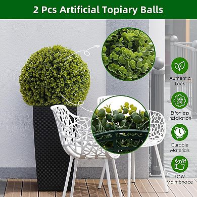 2 Pcs Artificial Plant Topiary Ball,21.3'' Faux Greenery Balls,Evergreen Spring Artificial Plants