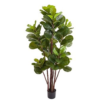 Faux Fiddle Leaf Fig Tree,47 in Potted Fake Ficus Lyrata Plant with 72 Decorative Fiddle Leaves