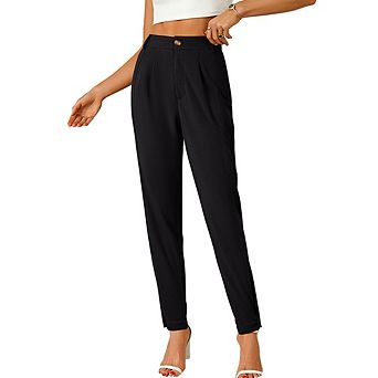 Women High Waist Casual Dress Pants,Elastic Back Waist Tapered Work Pants with Pocket Ankle Trousers