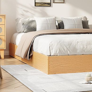 Wooden Platform Bed Frame, Floor-Standing Bed Frame with Wood Slats Support
