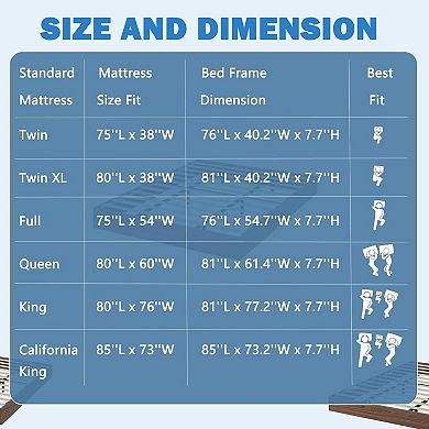 Wooden Platform Bed Frame, Floor-Standing Bed Frame with Wood Slats Support
