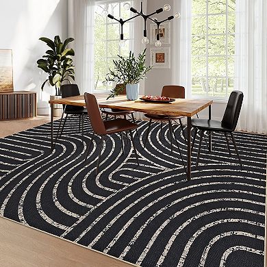 Modern Bordered Machine Washable Rug,Ultra-Thin Soft Rugs for Bedroom Entryway Living Room