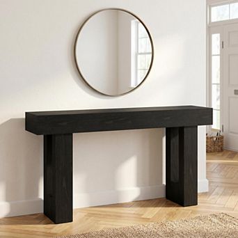 Modern Farmhouse 63 Inch Console Table, Slim Wood Entryway Sofa Table for Foyer Home Living