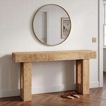 Modern Farmhouse 63 Inch Console Table, Slim Wood Entryway Sofa Table for Foyer Home Living