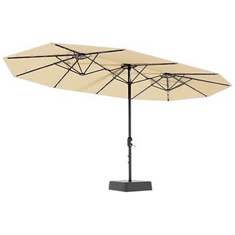 15FT Solar LED Lighted Patio Umbrella with 36 Lights, Umbrella with Weighted Base Included