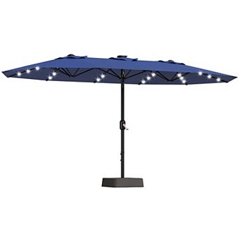 15FT Solar LED Lighted Patio Umbrella with 36 Lights, Umbrella with Weighted Base Included