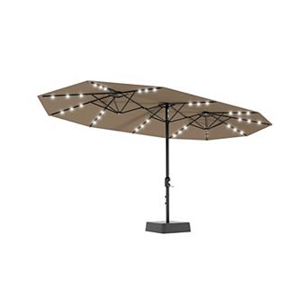 15FT Solar LED Lighted Patio Umbrella with 36 Lights, Umbrella with Weighted Base Included