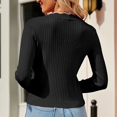 Womens Lightweight Knit Cardigan V Neck Long Sleeve Front Button Down Elegant Shrugs for Dresses