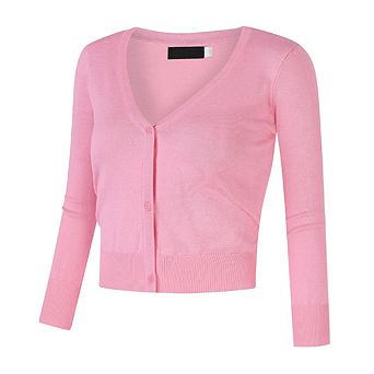 Women’s Cropped Bolero Shrug Cardigan 3/4 Sleeve Button Down Lightweight Knit Sweater