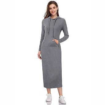 Women's Hooded Maxi Sweatshirt Dress