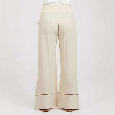 Maternity Linen Blend Wide Leg Pants