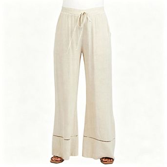 Maternity Linen Blend Wide Leg Pants
