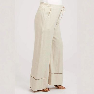 Maternity Linen Blend Wide Leg Pants