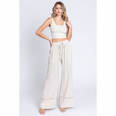 Maternity Linen Blend Wide Leg Pants