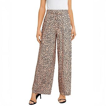 Women's Wide Leg Pants Casual Palazzo Flowy Pants Elastic High Waist Lounge Drawstring Long Trousers