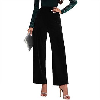 Women's Velvet Full Length Straight and Slim Leg Dress Pant