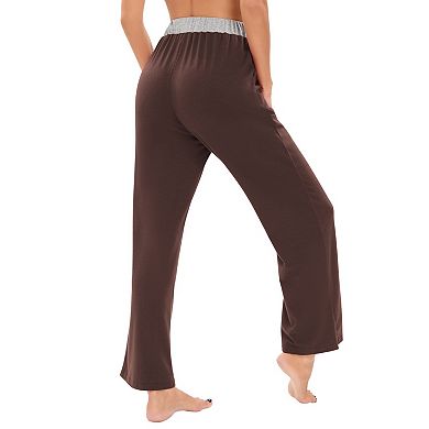 Womens Wide Leg Pants Drawstring Workout Sweat Pants Comfy High Waist Pajama Legging with Pockets