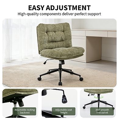Double Cushion Cross Office Chair, 360° Rotatable Rolling Desk Chair, Ergonomic Height Adjustable