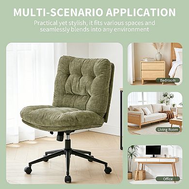 Double Cushion Cross Office Chair, 360° Rotatable Rolling Desk Chair, Ergonomic Height Adjustable