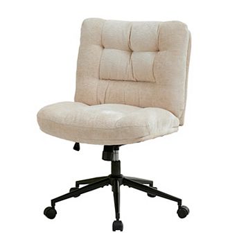 Double Cushion Cross Office Chair, 360° Rotatable Rolling Desk Chair, Ergonomic Height Adjustable