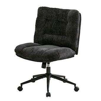 Double Cushion Cross Office Chair, 360° Rotatable Rolling Desk Chair, Ergonomic Height Adjustable