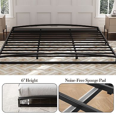 6 Inch Metal Platform Bed Frame, Low Profile Bed Frame with Sturdy Steel Slats Support,Easy Assembly