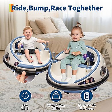12V Kids Electric Bumper Car, 360° Spin, Remote Control, Music, Safety Belt, Soft Bumper, In/Outdoor