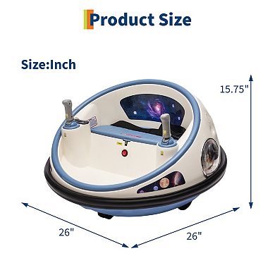 12V Kids Electric Bumper Car, 360° Spin, Remote Control, Music, Safety Belt, Soft Bumper, In/Outdoor