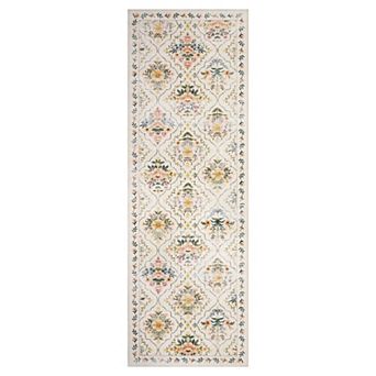 Washable Vintage Area Rug for Living Room Floral Non Slip Modern Low Pile Stain Resistance Carpet