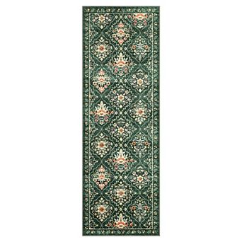 Washable Vintage Area Rug for Living Room Floral Non Slip Modern Low Pile Stain Resistance Carpet