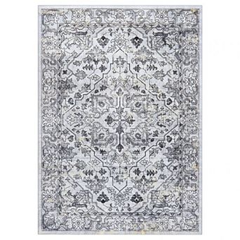 Boho Low Pile Washable Kid Pet Friendly Ultra Soft Vintage Area Rug with Non-Slip Rubber for Bedroom
