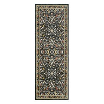 Floral Washable Non Slip Low Pile Wool Carpet Vintage Boho Area Rug for Living Room