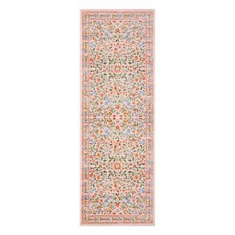 Floral Washable Non Slip Low Pile Wool Carpet Vintage Boho Area Rug for Living Room