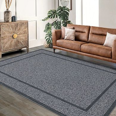 Ultra Thin Non Slip Rubber Backed Indoor Low Pile Checkered Floor Durable Area Rug for Living Room