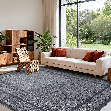 Ultra Thin Non Slip Rubber Backed Indoor Low Pile Checkered Floor Durable Area Rug for Living Room