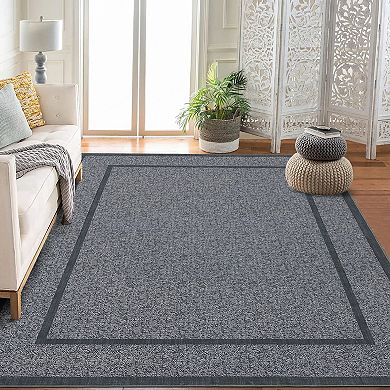 Ultra Thin Non Slip Rubber Backed Indoor Low Pile Checkered Floor Durable Area Rug for Living Room