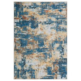 Modern Abstract Rug Faux Wool Accent Ultra Soft Non Slip Non Shedding Washable Rug for Living Room