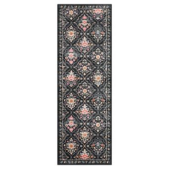 Washable Vintage Area Rug for Living Room Floral Non Slip Modern Low Pile Stain Resistance Carpet