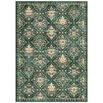 Washable Vintage Area Rug for Living Room Floral Non Slip Modern Low Pile Stain Resistance Carpet