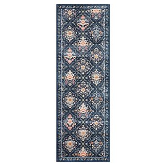 Washable Vintage Area Rug for Living Room Floral Non Slip Modern Low Pile Stain Resistance Carpet